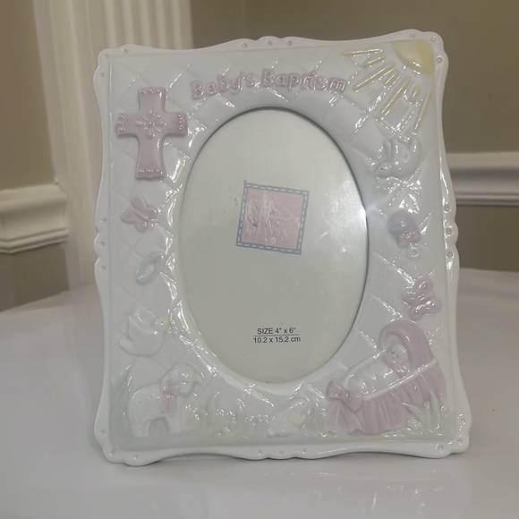 Ceramic Picture Frame, Baby First Baptism Picture Frame - Picture 4 of 8